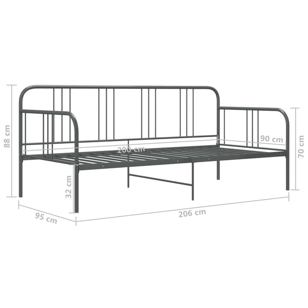 Schlafsofa Bettgestell Grau Metall 90x200