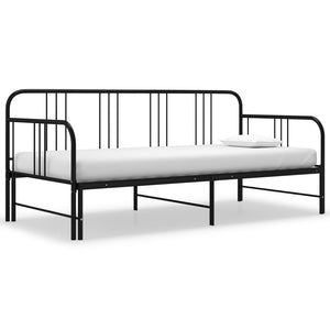 Ausziehbares Tagesbett Schwarz Metall 90x200