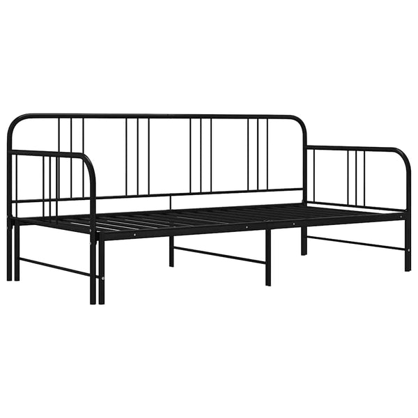Ausziehbares Tagesbett Schwarz Metall 90x200