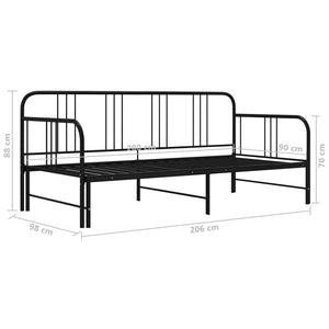 Ausziehbares Tagesbett Schwarz Metall 90x200