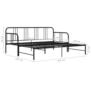 Ausziehbares Tagesbett Schwarz Metall 90x200