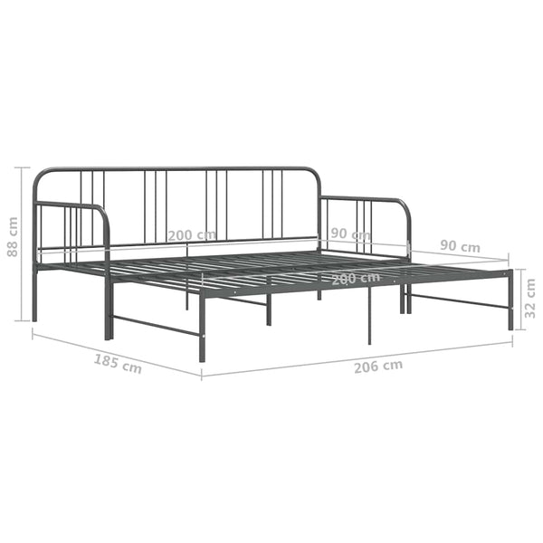 Ausziehbares Sofabett Grau 90x200 cm