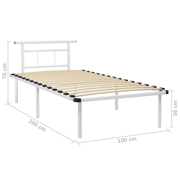 Metallbett Weiß 100x200 cm