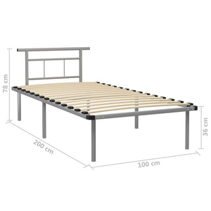 Metallbett Grau 100x200 cm