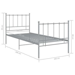 Graues Metallbett 100x200 cm