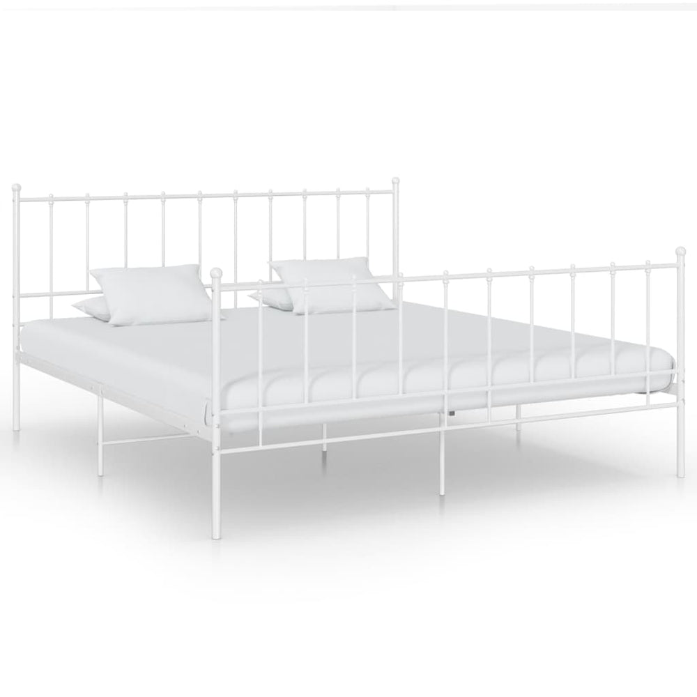 vidaXL Lit Blanc Métal 140x200 cm