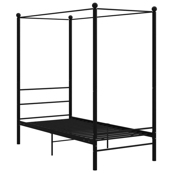Schwarzes Metall Himmelbett 90x200 cm