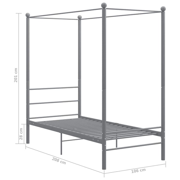 Himmelbett Grau Metall 90x200 cm