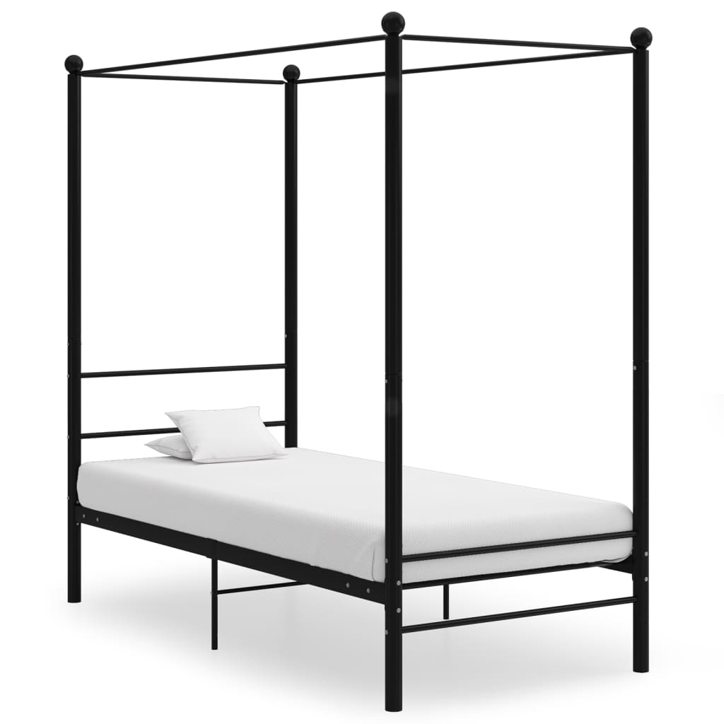 Schwarzes Metall Himmelbett 100x200 cm