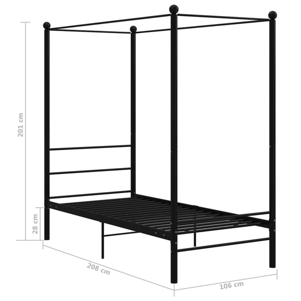 Schwarzes Metall Himmelbett 100x200 cm