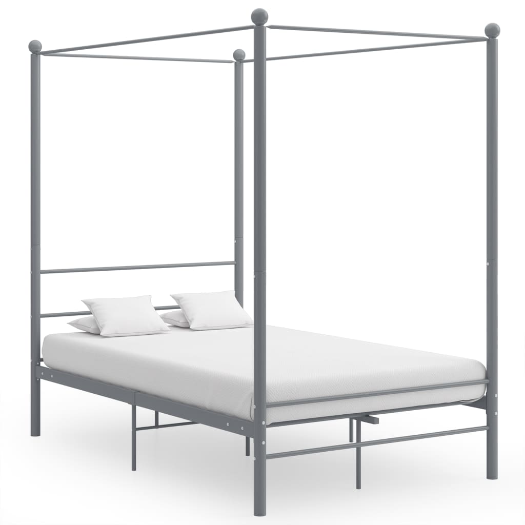 Graues Metall-Himmelbett 120x200 cm