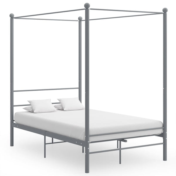 Graues Metall-Himmelbett 120x200 cm