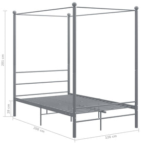 Graues Metall-Himmelbett 120x200 cm