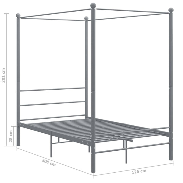 Graues Metall-Himmelbett 120x200 cm
