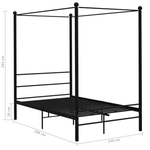 Schwarzes Metall Himmelbett 140x200 cm