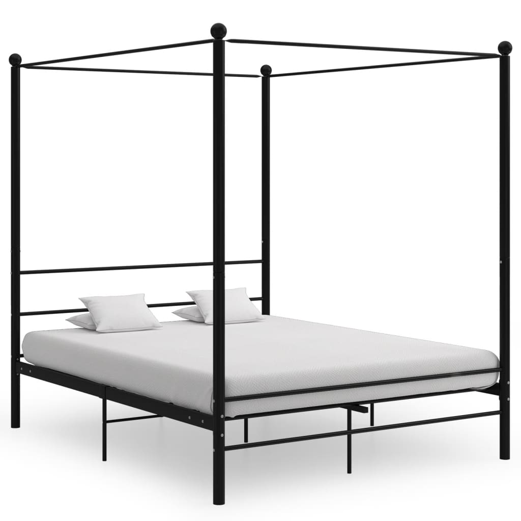 Schwarzes Metall Himmelbett 160x200 cm