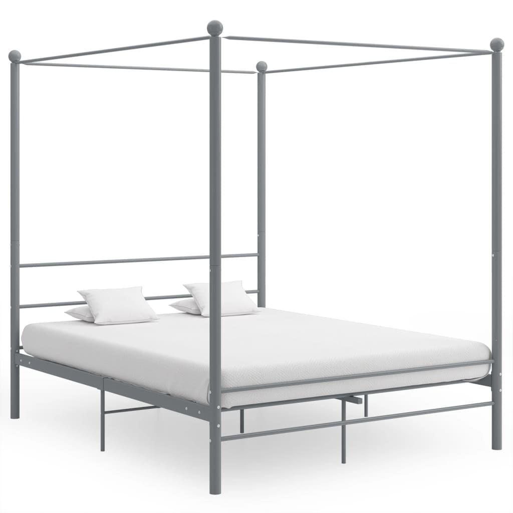 Himmelbett Grau Metall 160x200