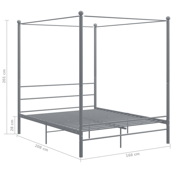 Himmelbett Grau Metall 160x200