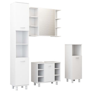 4-tlg. Badmöbel-Set Weiß Holzwerkstoff