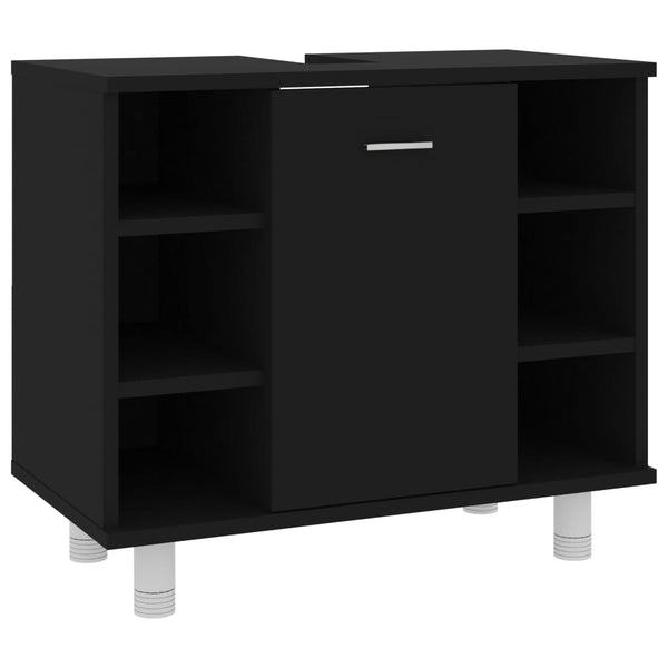 4-tlg. Badmöbel-Set Schwarz Holzwerkstoff