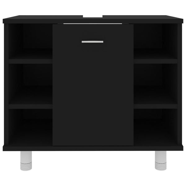 4-tlg. Badmöbel-Set Schwarz Holzwerkstoff