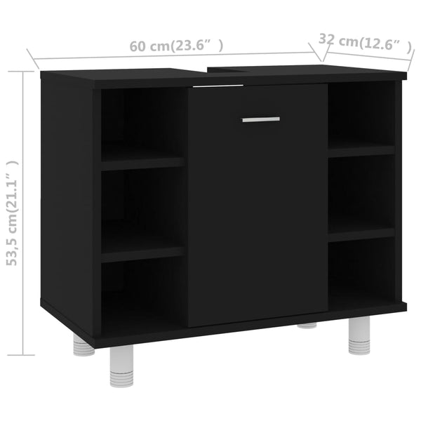 4-tlg. Badmöbel-Set Schwarz Holzwerkstoff
