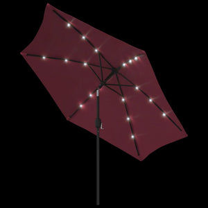 Sonnenschirm mit LED-Beleuchtung Stahl-Mast 300 cm Bordeauxrot
