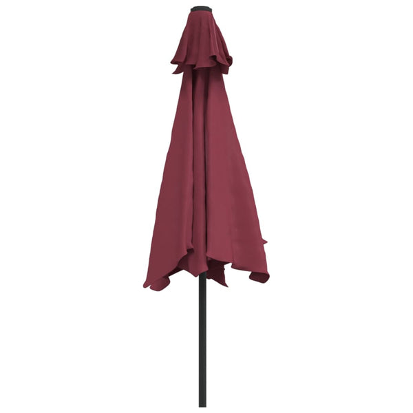 Sonnenschirm mit LED-Beleuchtung Stahl-Mast 300 cm Bordeauxrot