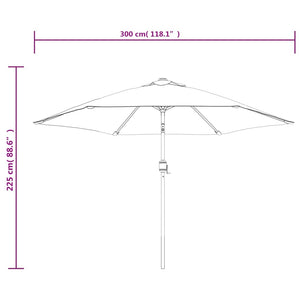 Sonnenschirm mit LED-Beleuchtung Stahl-Mast 300 cm Bordeauxrot