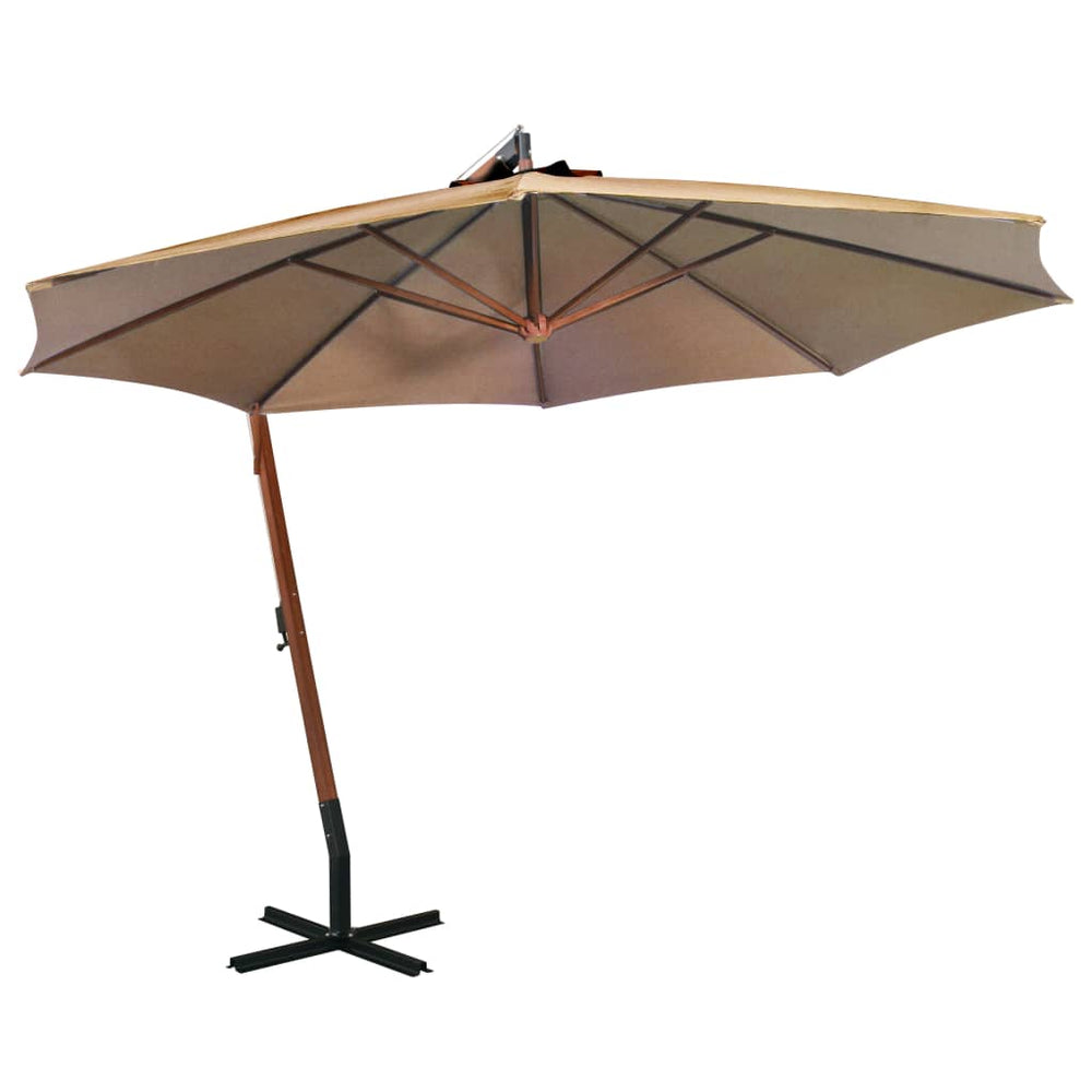 Ampelschirm mit Mast Taupe 3,5x2,9 m Massivholz Tanne