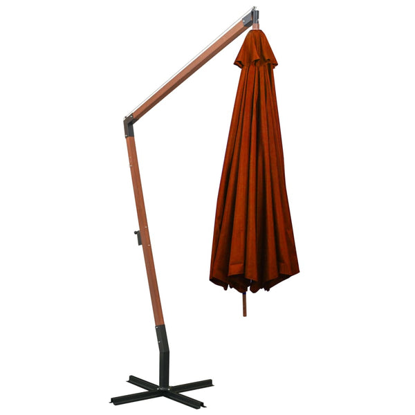 Ampelschirm mit Mast Terrakotta 3,5x2,9 m Massivholz Tanne