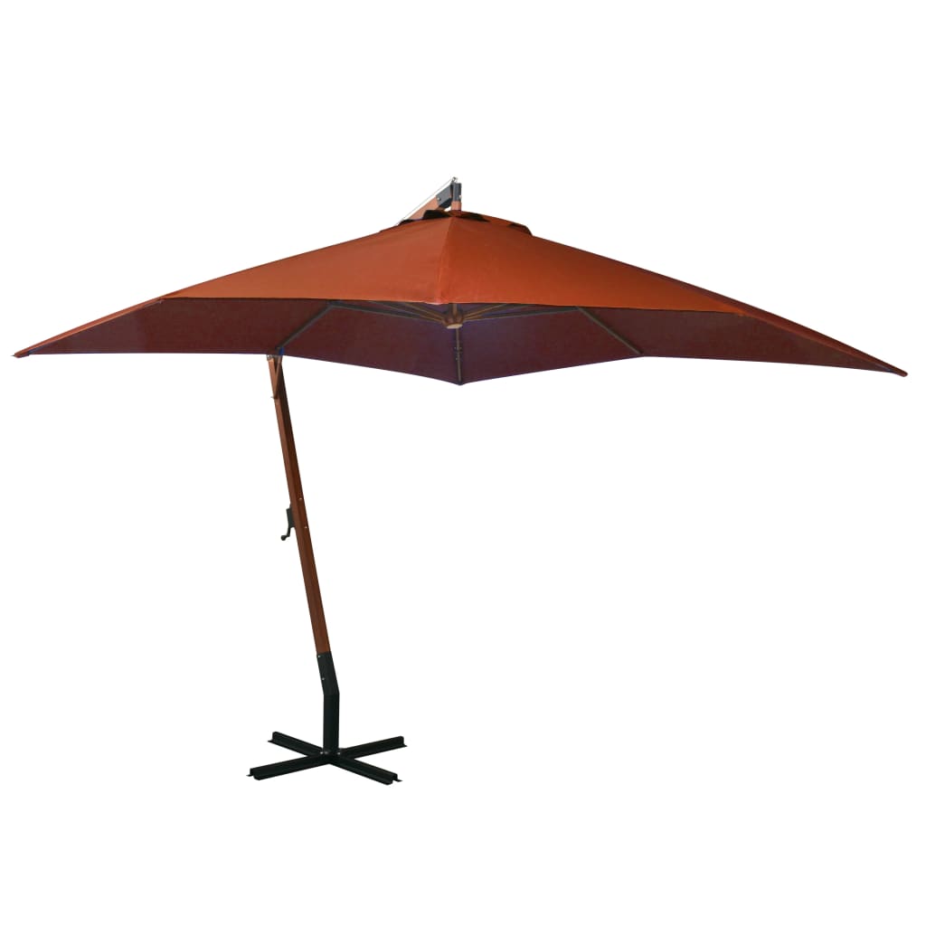 Ampelschirm mit Mast Terrakotta 3x3 m Massivholz Tanne