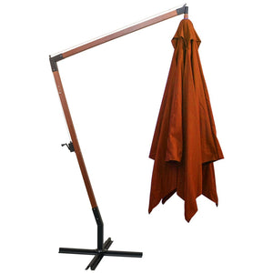Ampelschirm mit Mast Terrakotta 3x3 m Massivholz Tanne