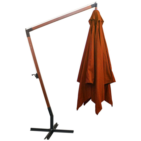 Ampelschirm mit Mast Terrakotta 3x3 m Massivholz Tanne