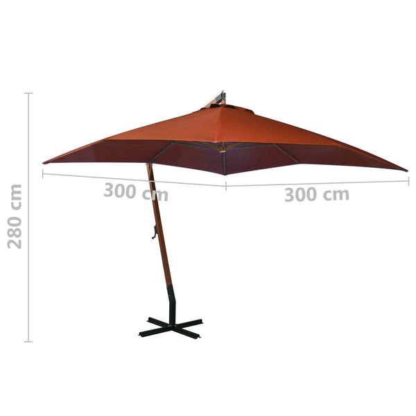 Ampelschirm mit Mast Terrakotta 3x3 m Massivholz Tanne