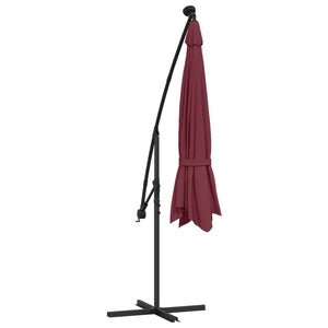 Ampelschirm mit LED-Beleuchtung Stahl-Mast Bordeauxrot 350 cm