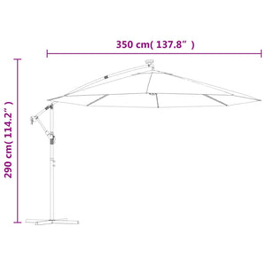Ampelschirm mit LED-Beleuchtung Stahl-Mast Terrakotta 350 cm