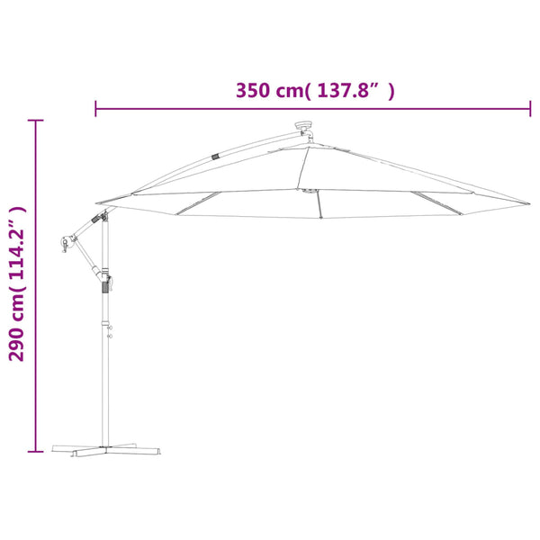 Ampelschirm mit LED-Beleuchtung Stahl-Mast Terrakotta 350 cm