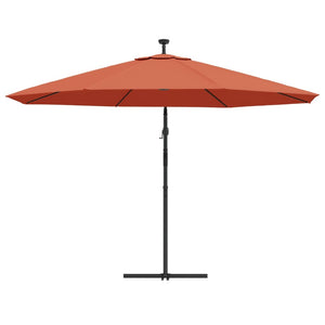 Ampelschirm mit LED-Beleuchtung Stahl-Mast Terrakotta 350 cm