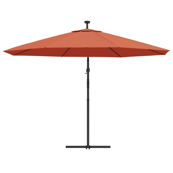 Ampelschirm mit LED-Beleuchtung Stahl-Mast Terrakotta 350 cm