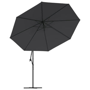 Ampelschirm mit LED-Beleuchtung Stahl-Mast Schwarz 350 cm