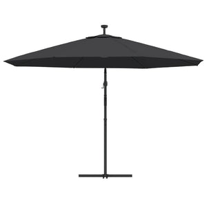 Ampelschirm mit LED-Beleuchtung Stahl-Mast Schwarz 350 cm