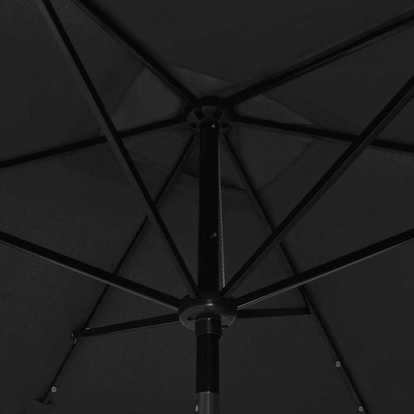 Sonnenschirm mit LEDs und Stahl-Mast Schwarz 2x3 m