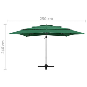 Sonnenschirm mit Aluminium-Mast 4-lagig Grün 250x250 cm