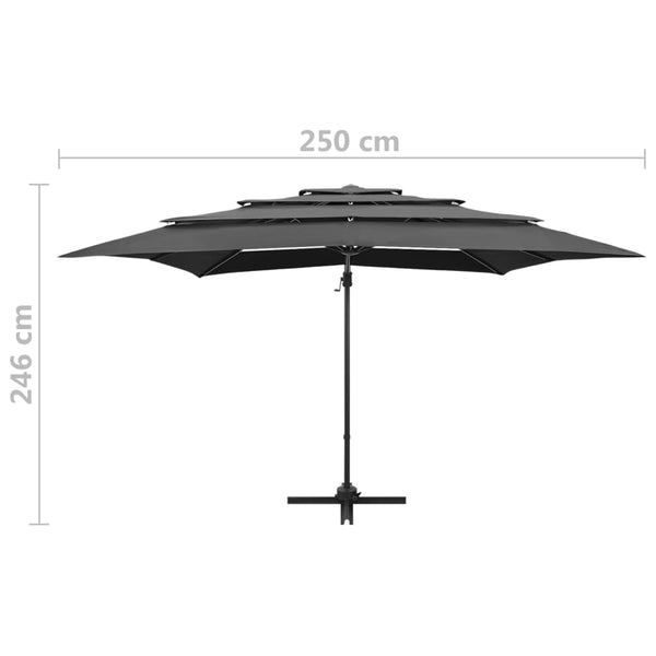 Sonnenschirm mit Aluminium-Mast 4-lagig Anthrazit 250x250 cm