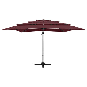 Sonnenschirm mit Aluminium-Mast 4-lagig Bordeauxrot 250x250 cm