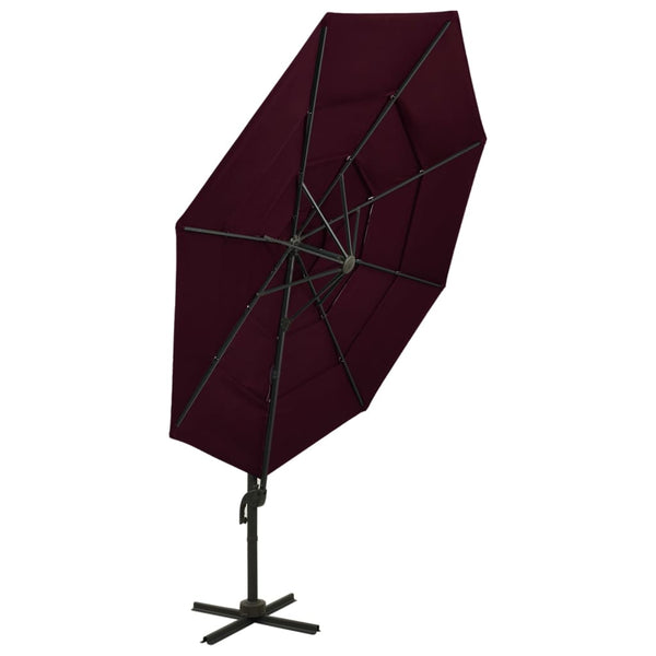 Sonnenschirm mit Aluminium-Mast 4-lagig Bordeauxrot 3x3 m