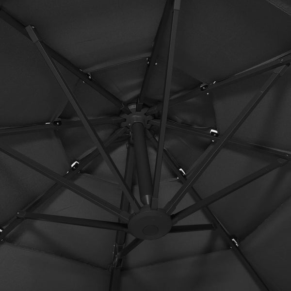 Sonnenschirm mit Aluminium-Mast 4-lagig Schwarz 3x3 m