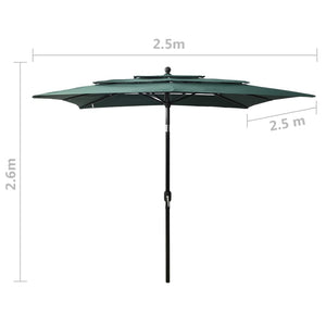 Sonnenschirm mit Aluminium-Mast 3-lagig Grün 2,5x2,5 m