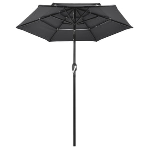 Sonnenschirm mit Aluminium-Mast 3-lagig Anthrazit 2 m